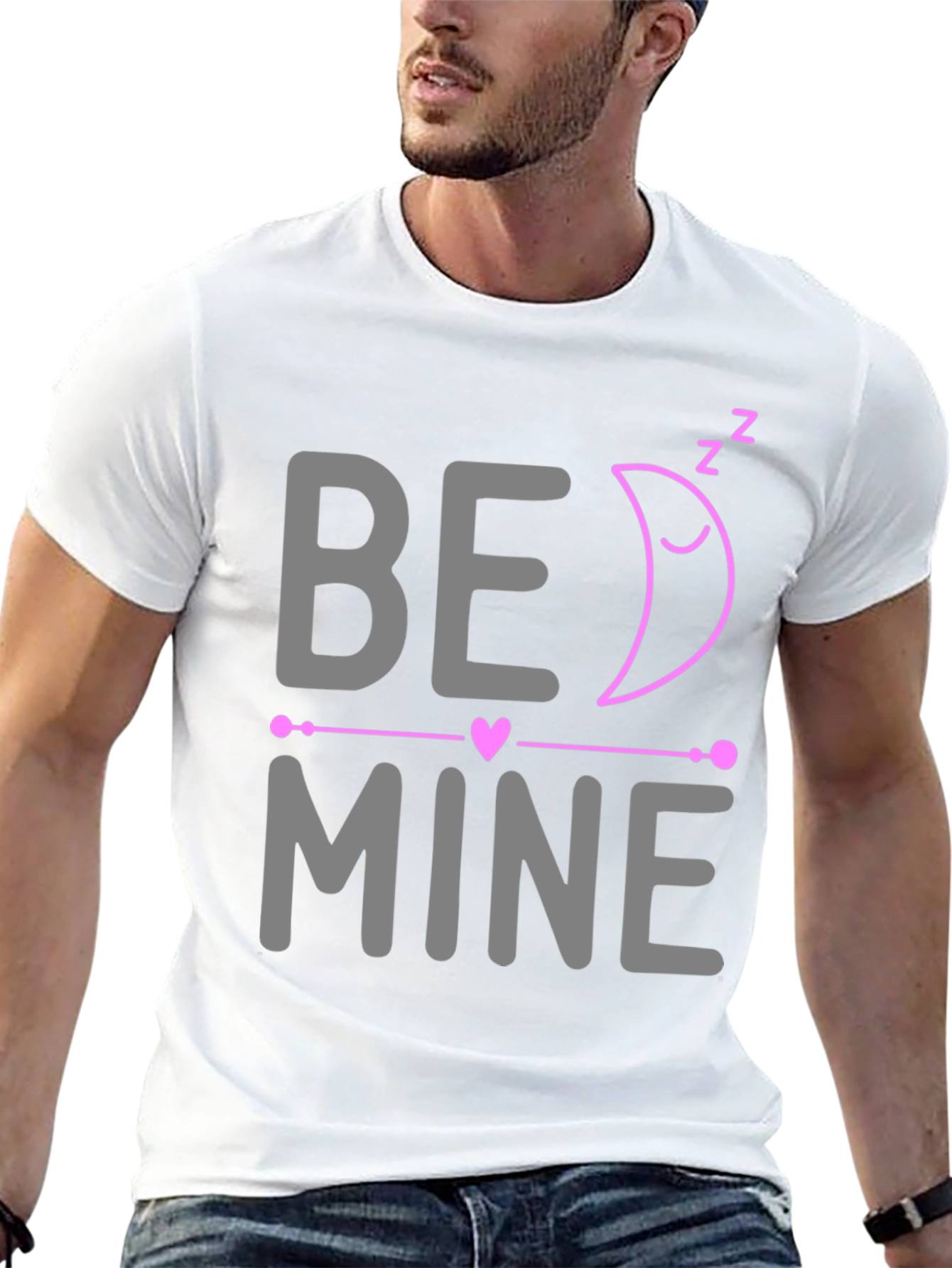Be Mine Sleeping Moon Valentines Day T-Shirt