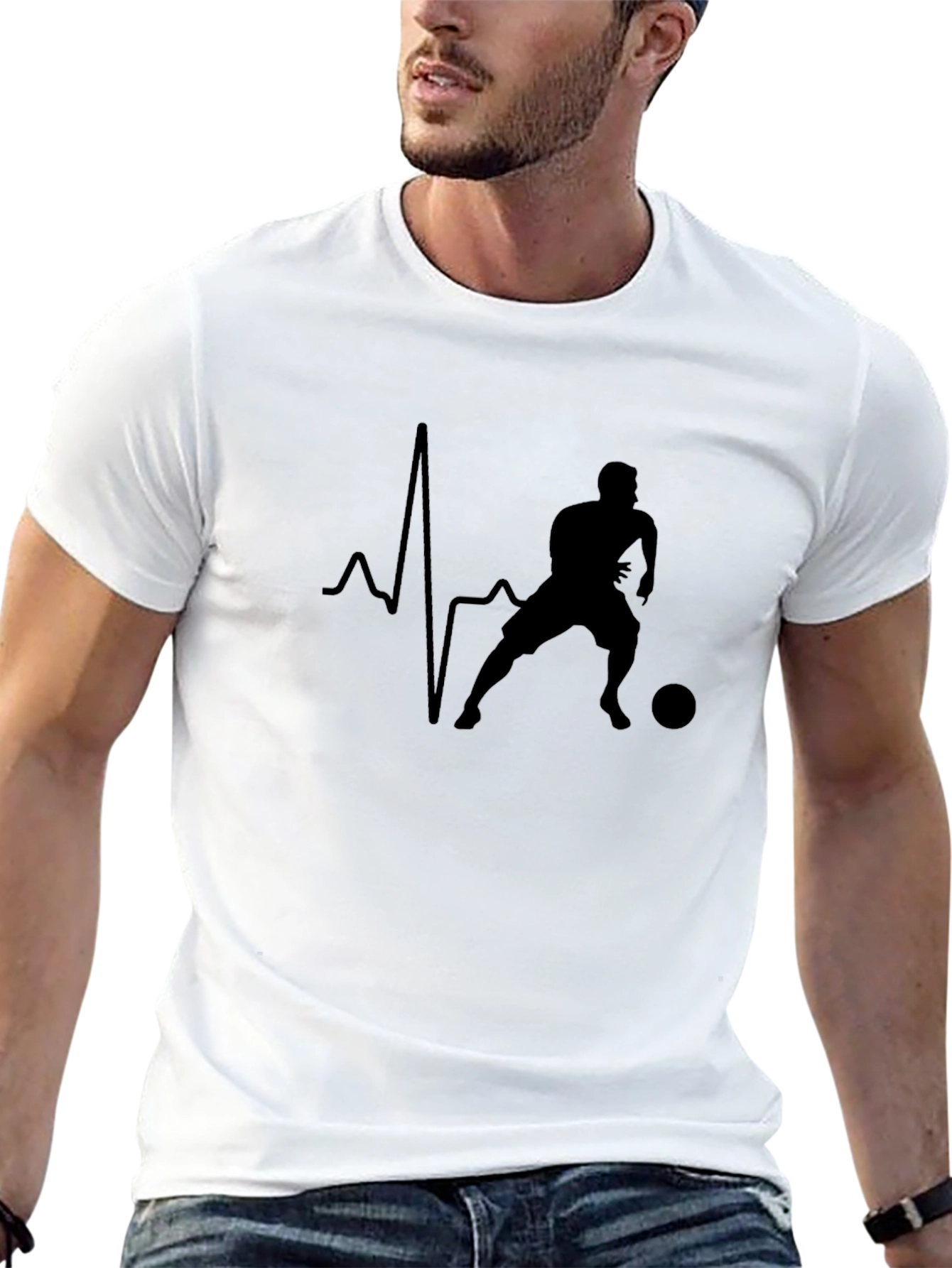 Soccer Heartbeat Tee - Black