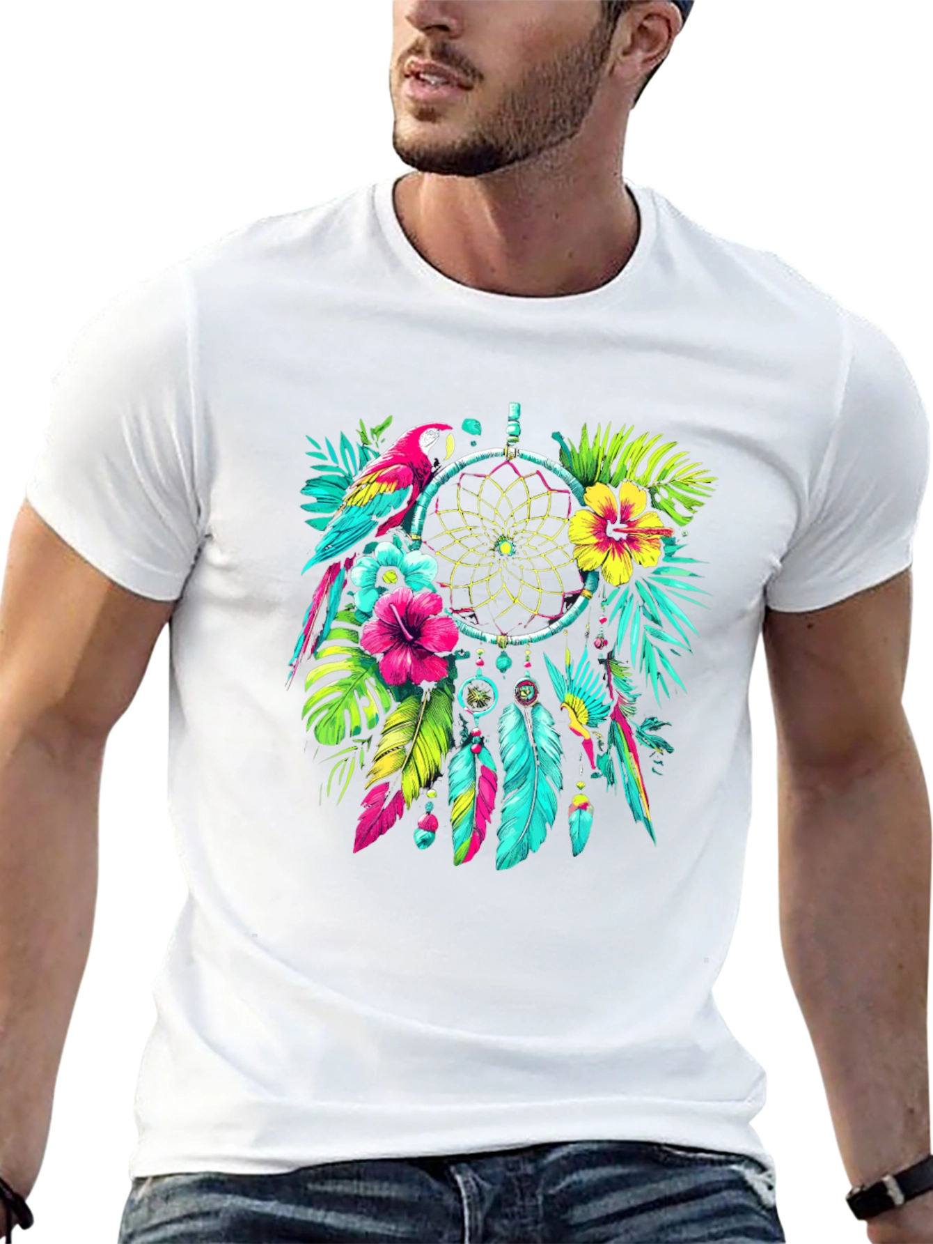 Dreamcatcher Parrot Graphic T-Shirt