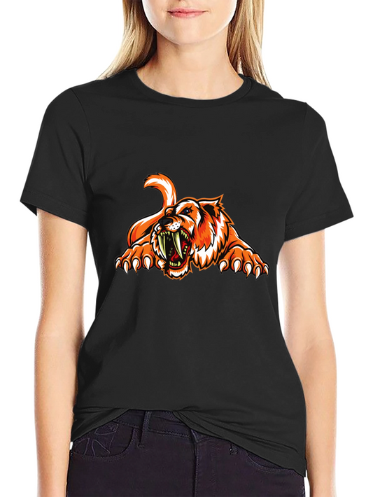 Ferocious Tiger Graphic Tee - Black Cotton T-Shirt