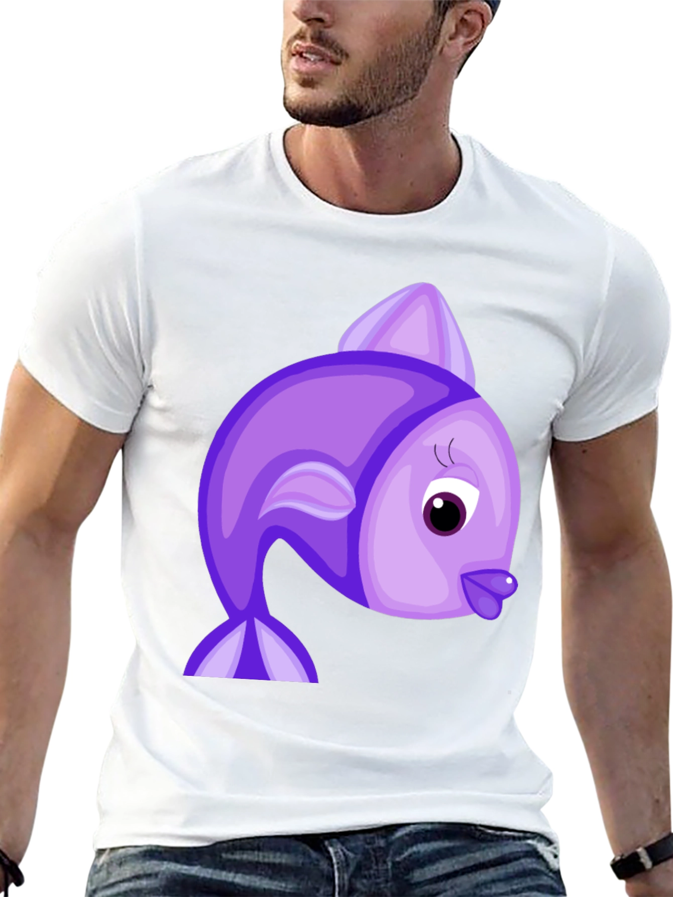 Purple Cartoon Fish Graphic Tee