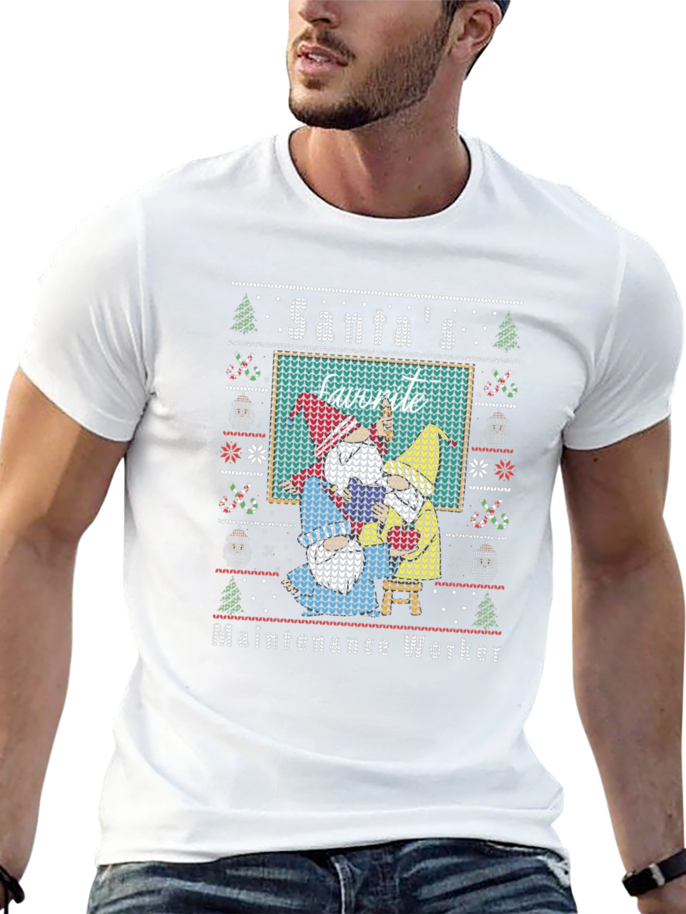 Santas Favorite Maintenance Worker Ugly Christmas T-Shirt