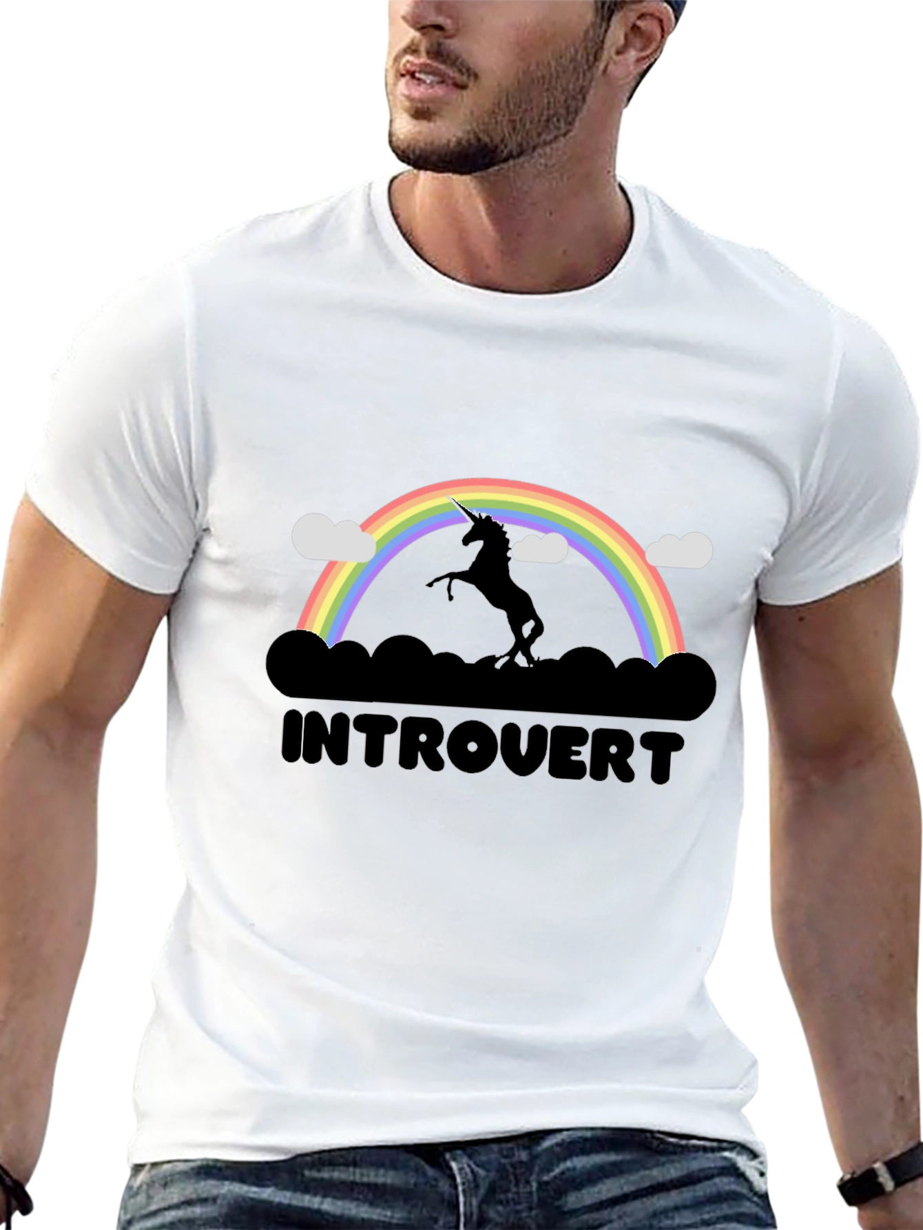 Introvert Unicorn Rainbow Graphic T-Shirt