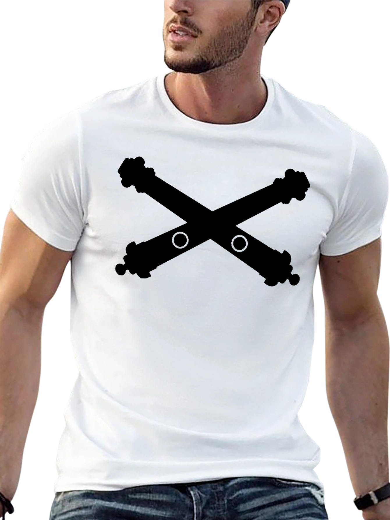 Crossed Cannons Graphic Tee - Black