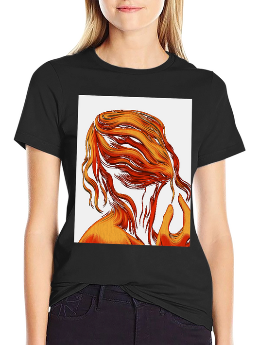 Abstract Hair Graphic Tee - Black Cotton T-Shirt