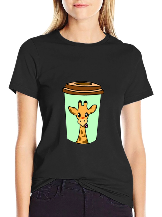 Giraffe in Cup Graphic Tee - Novelty Animal Shirt