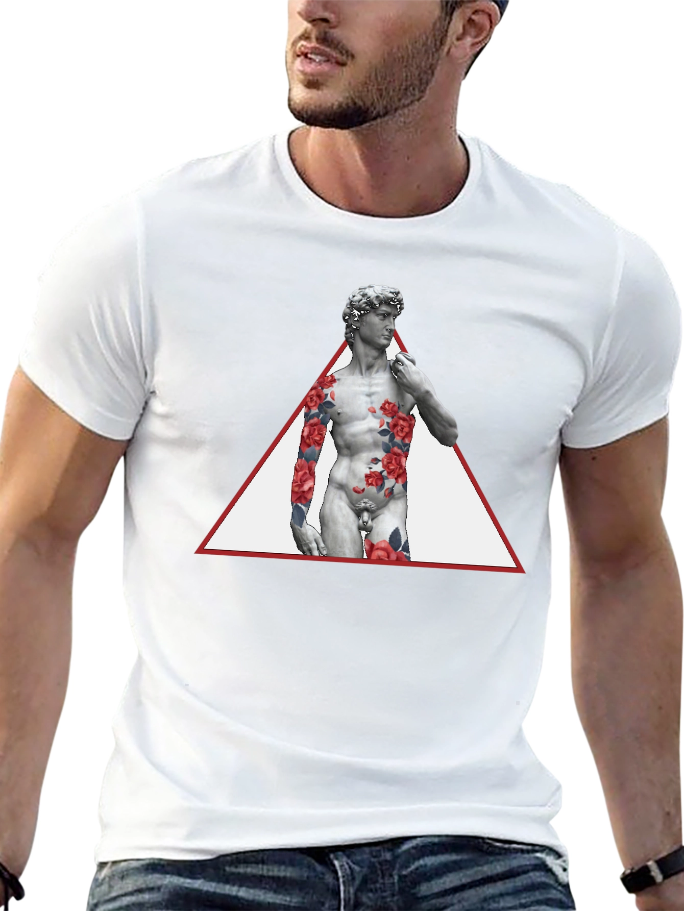 David Statue Floral Triangle Mens Tee