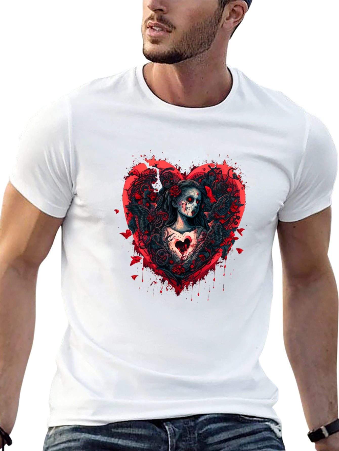 Grim Romance T-Shirt: Gothic Heart Design