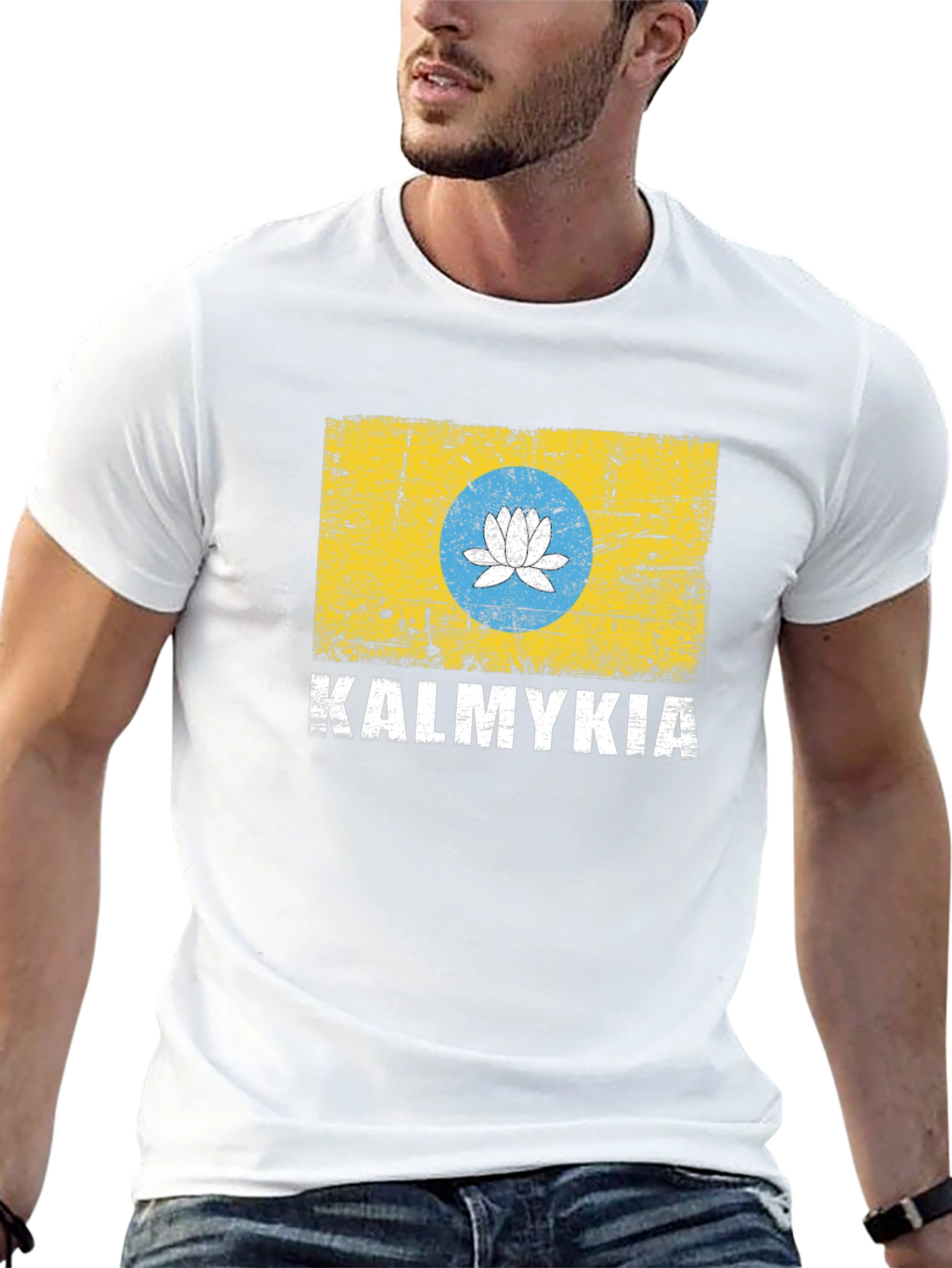 Kalmykia Flag T-Shirt - Distressed Design