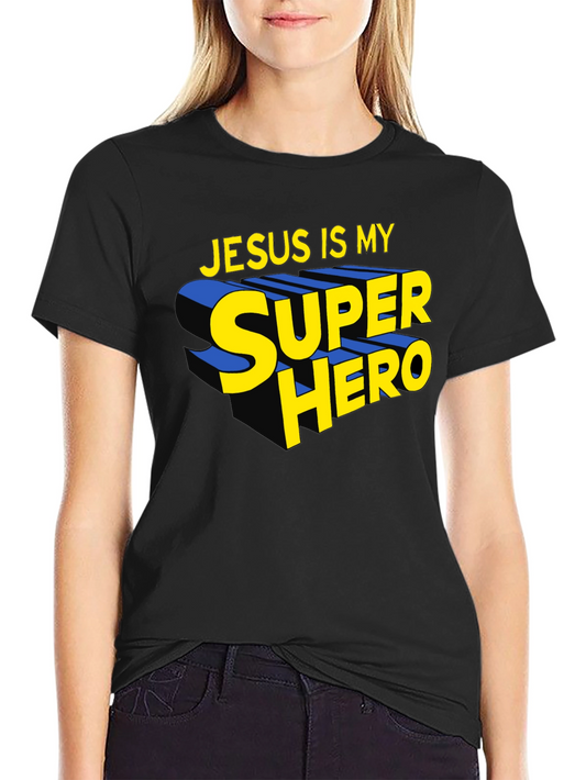 Jesus Is My Superhero Black Graphic Tee