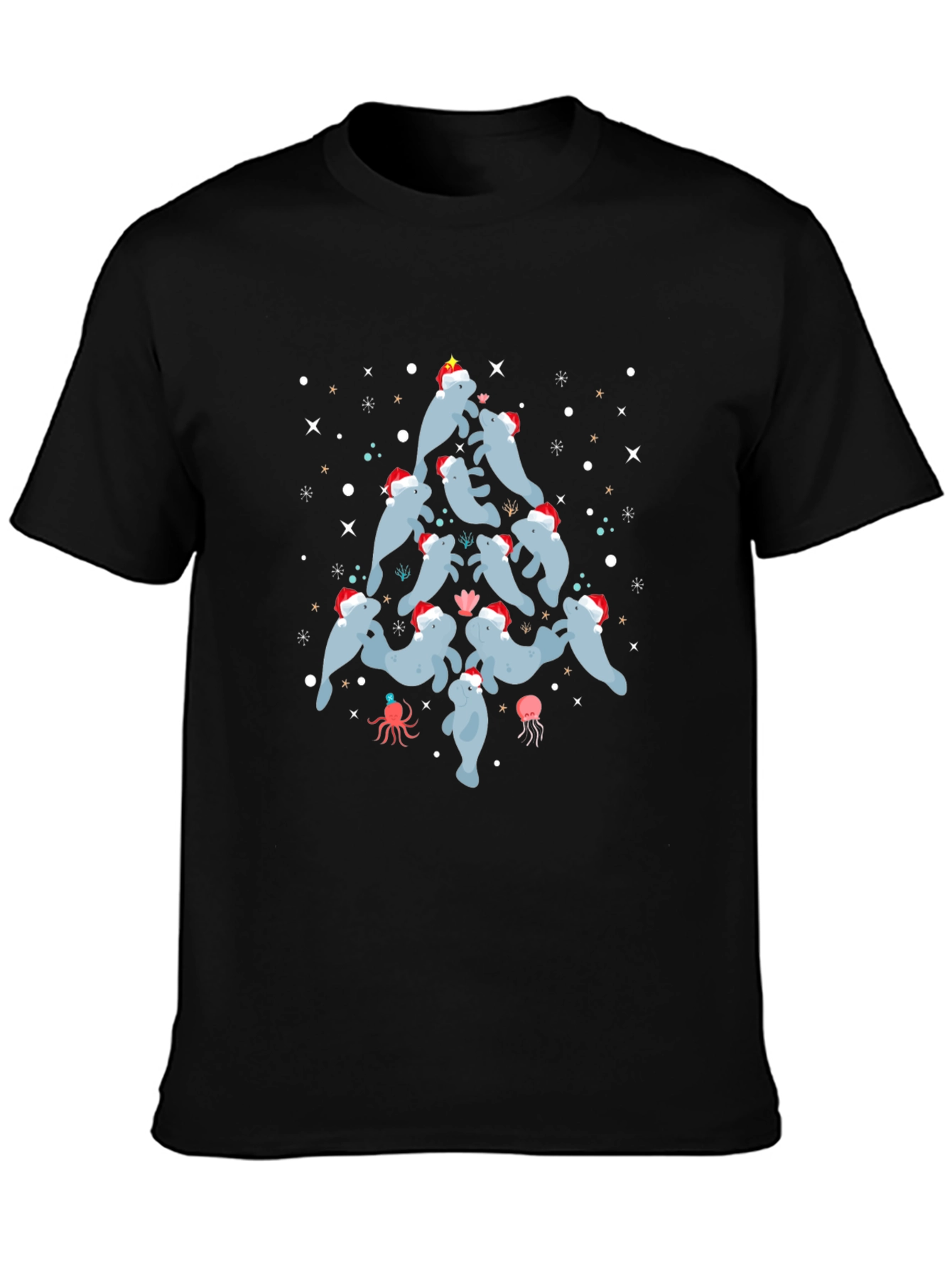Festive Manatee Christmas Tree T-Shirt