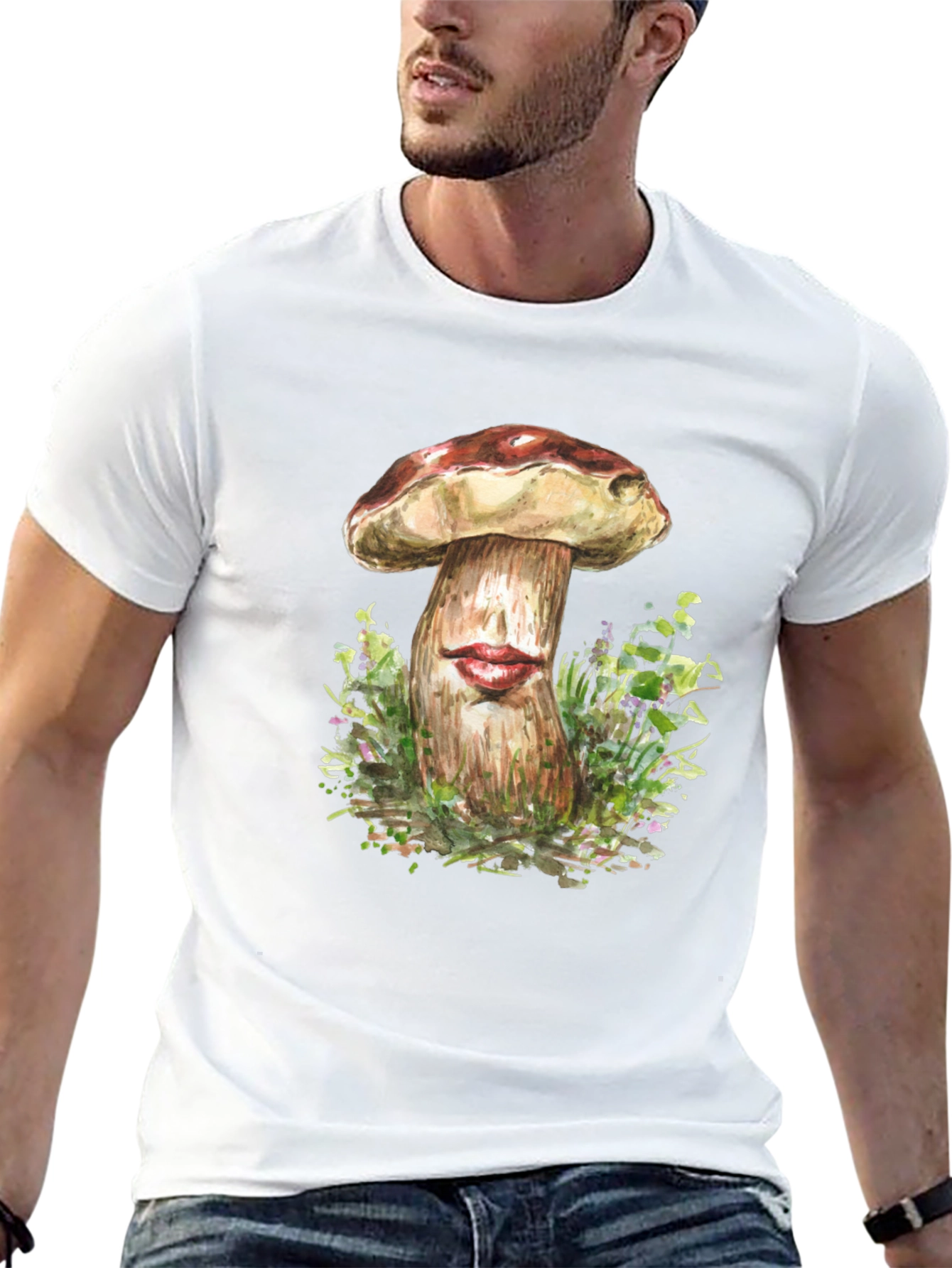 Mushroom Lips Graphic Tee - Unique Humor T-Shirt
