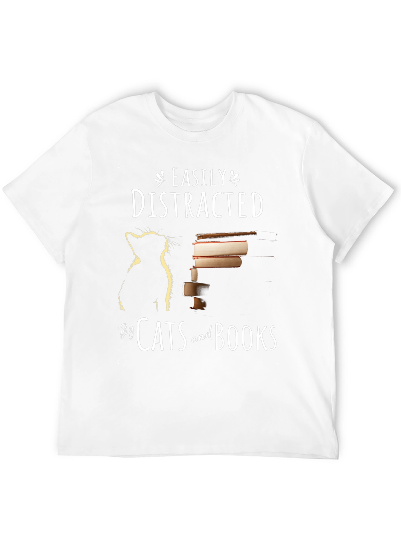 Easily Distracted by Cats and Books T-Shirt