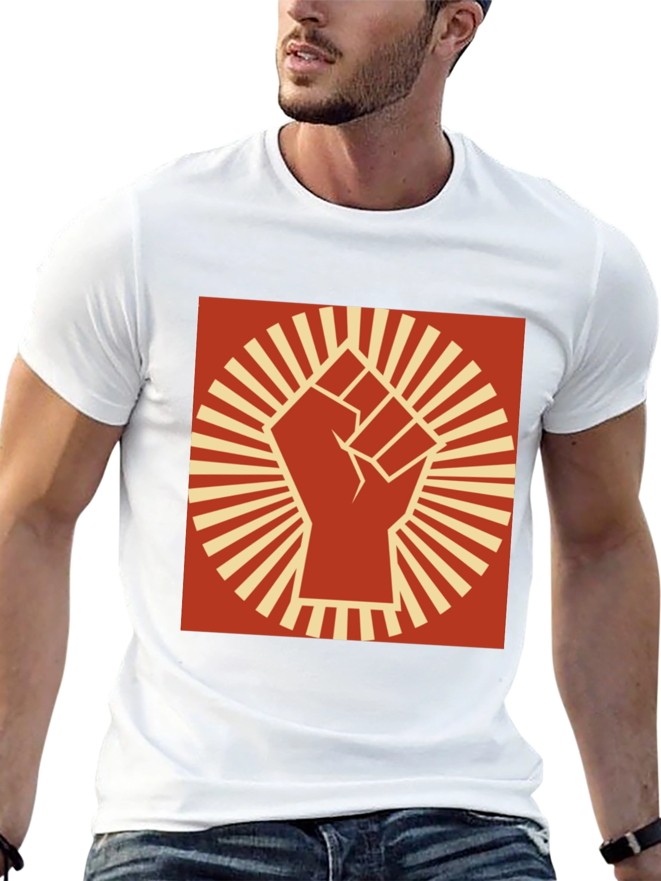 Fist Symbol Graphic Tee - Black Crew Neck