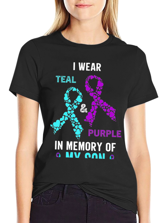 Teal & Purple Ribbon My Son Awareness T-Shirt