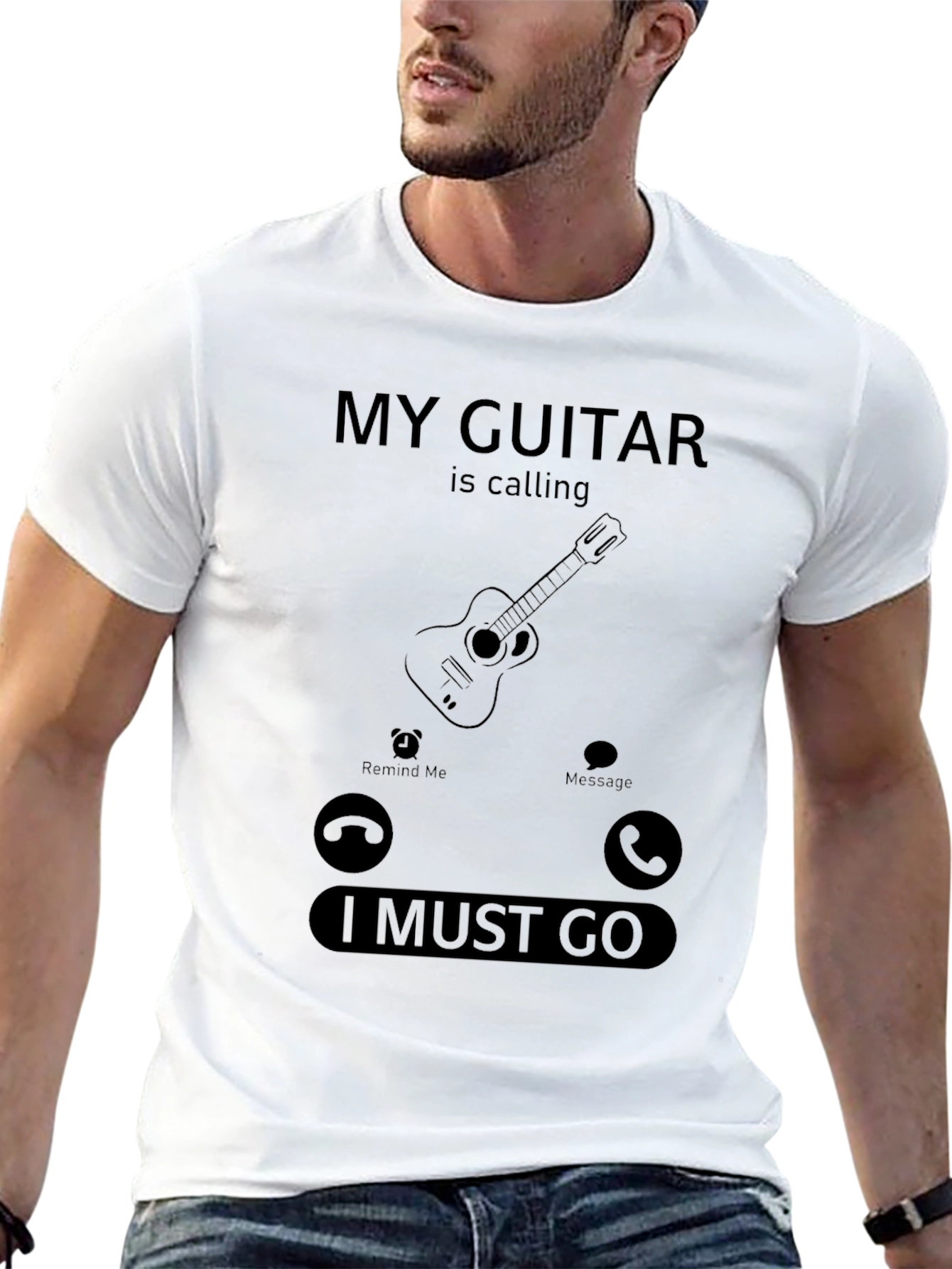 My Guitar Is Calling Black T-Shirt