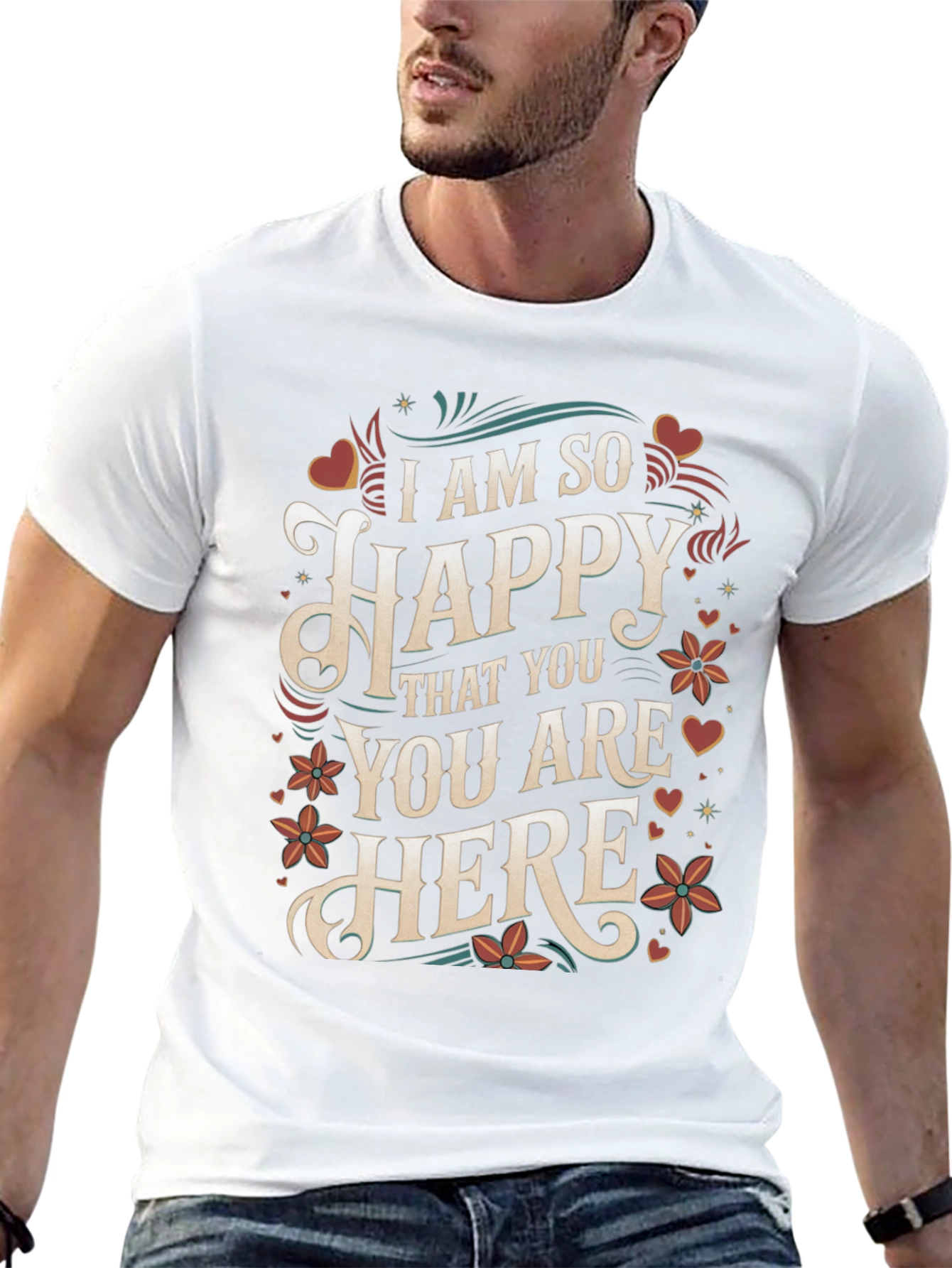 I Am So Happy T-Shirt - Floral Design