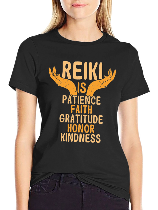 Reiki Values T-Shirt - Patience Faith Gratitude Honor Kindness