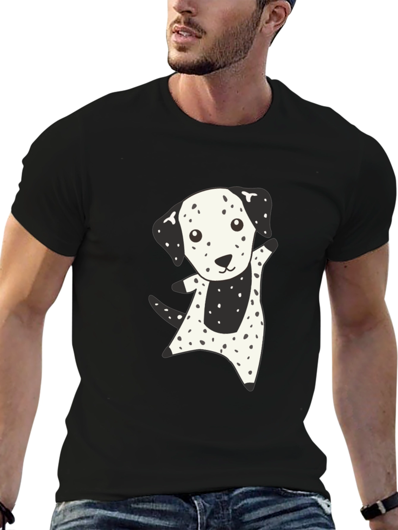 Cute Dalmatian Dog Graphic Black T-Shirt
