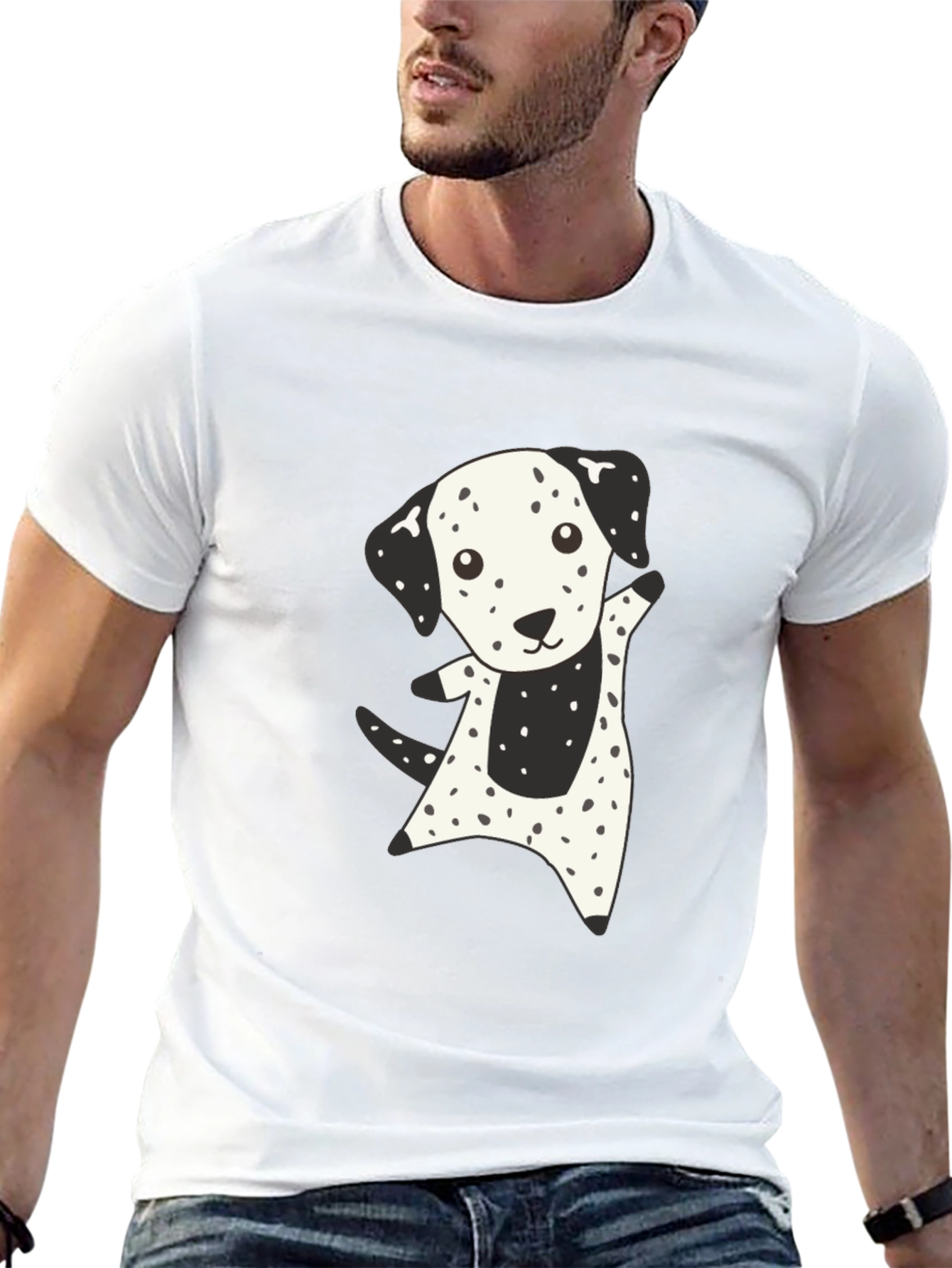 Cute Dalmatian Dog Graphic Black T-Shirt