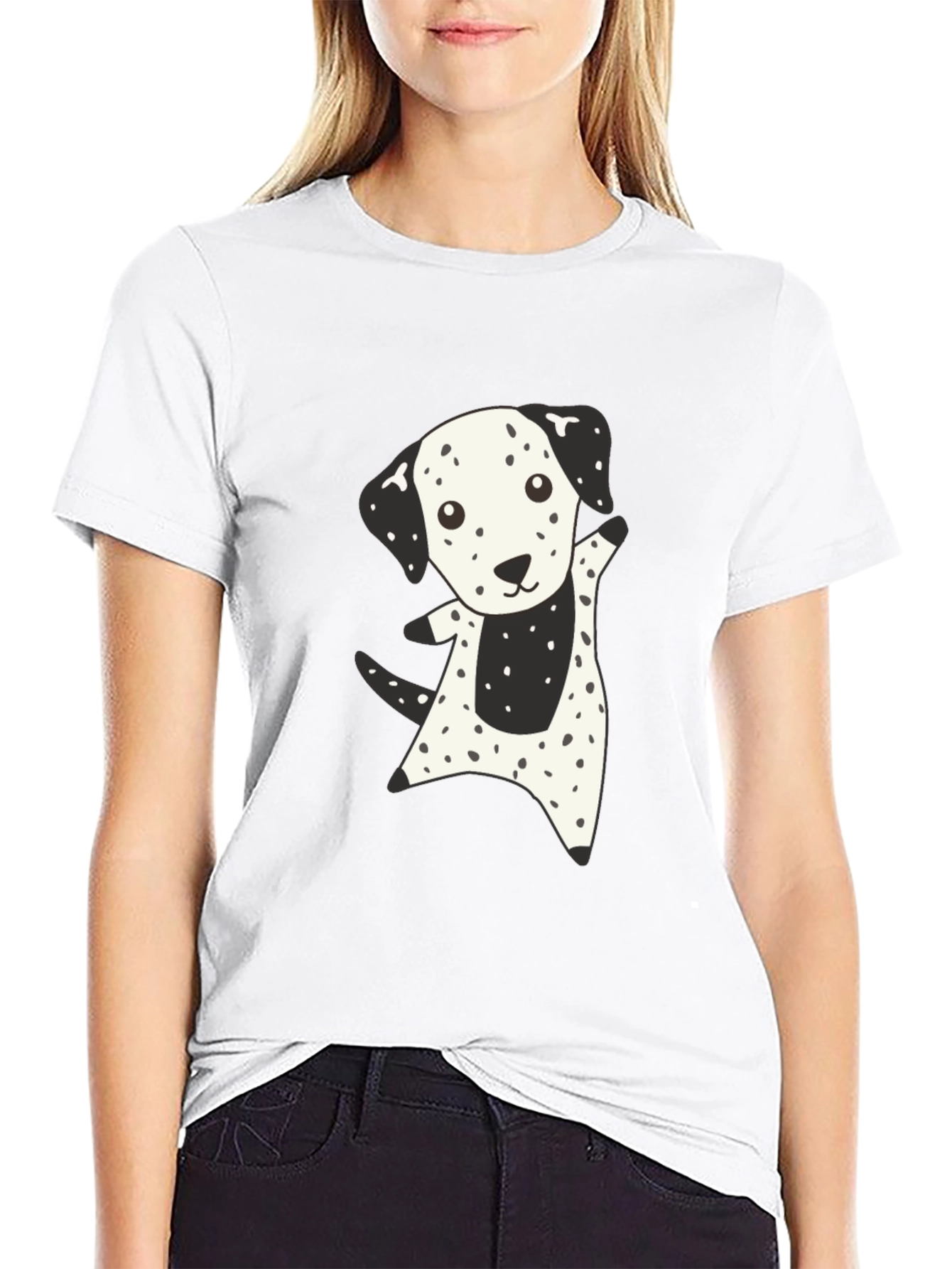 Cute Dalmatian Dog Graphic Black T-Shirt