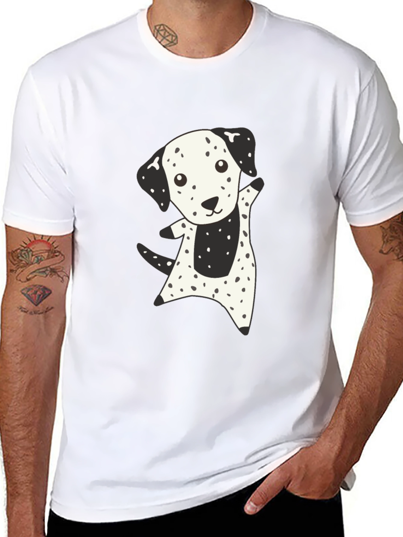 Cute Dalmatian Dog Graphic Black T-Shirt