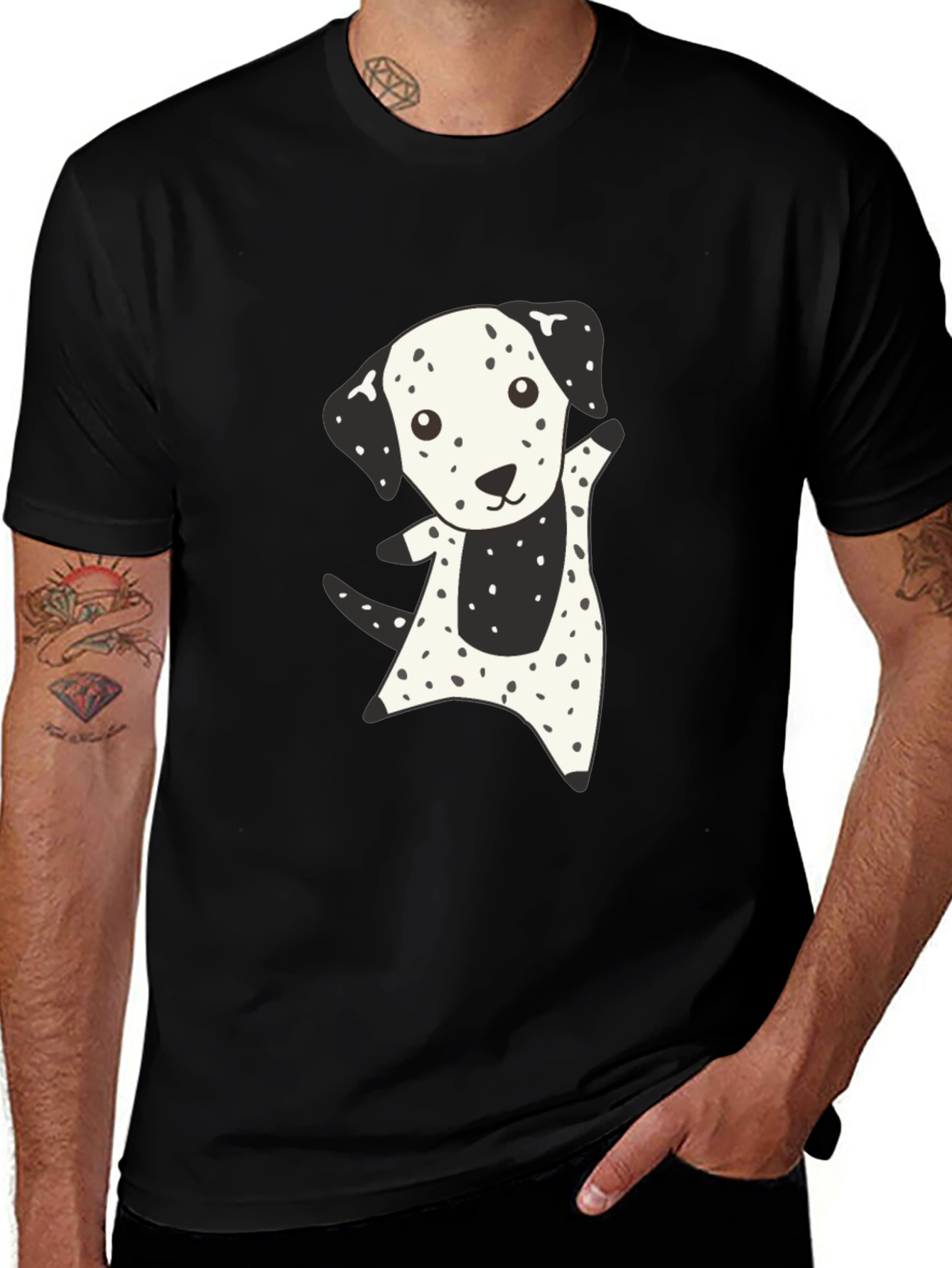 Cute Dalmatian Dog Graphic Black T-Shirt