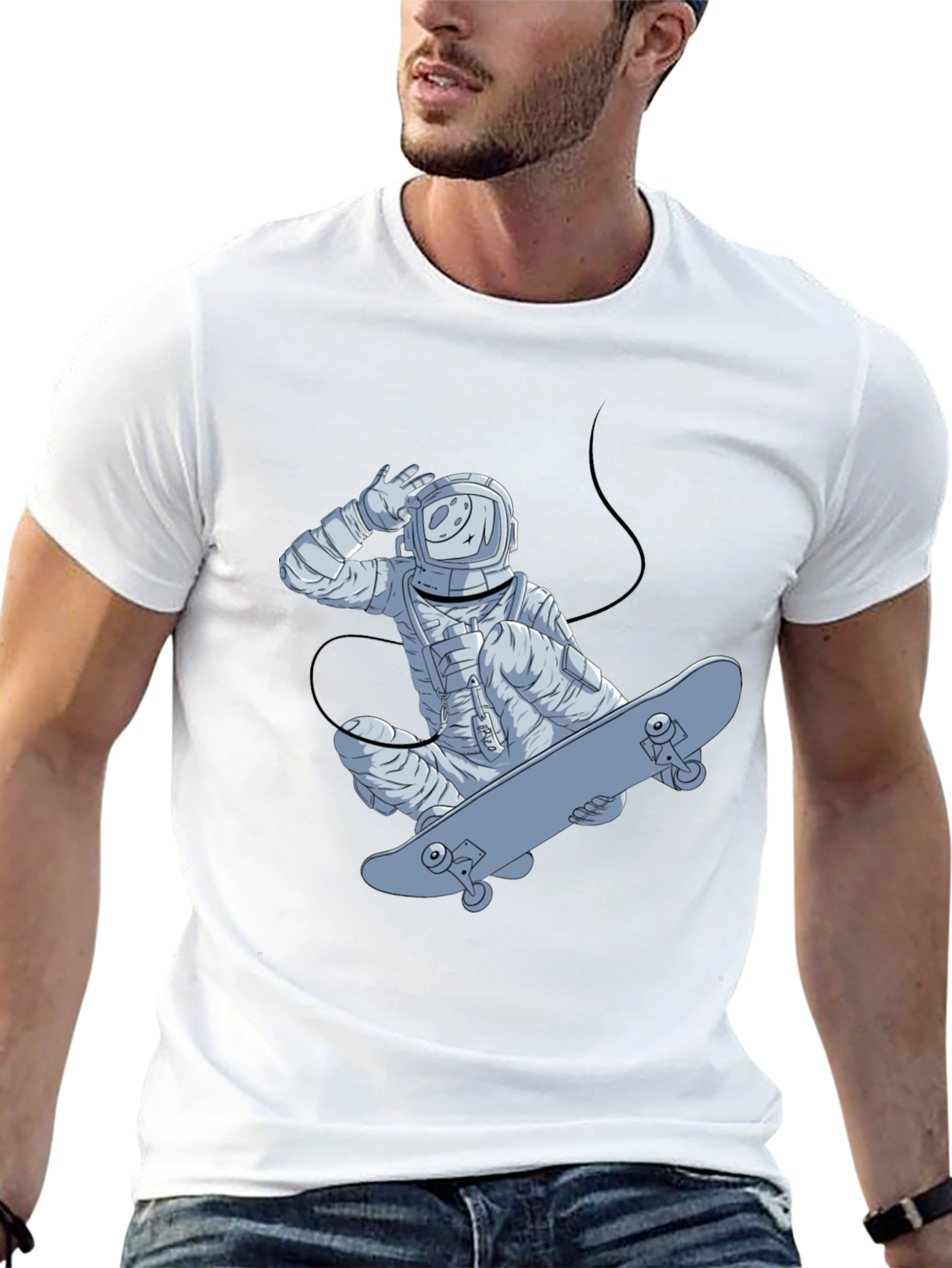 Astronaut Skateboarder Graphic T-Shirt