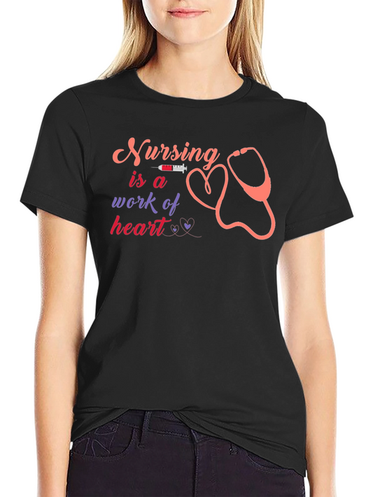 Nursing is a Work of Heart Black T-Shirt
