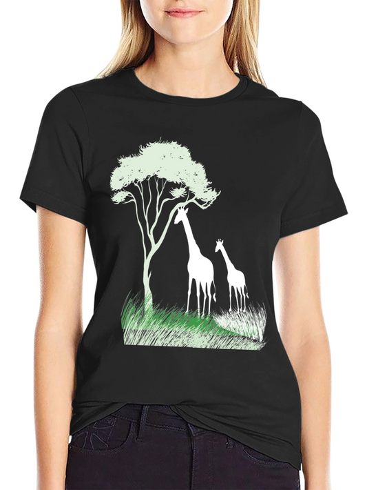 Giraffe Silhouette Graphic Tee - Black