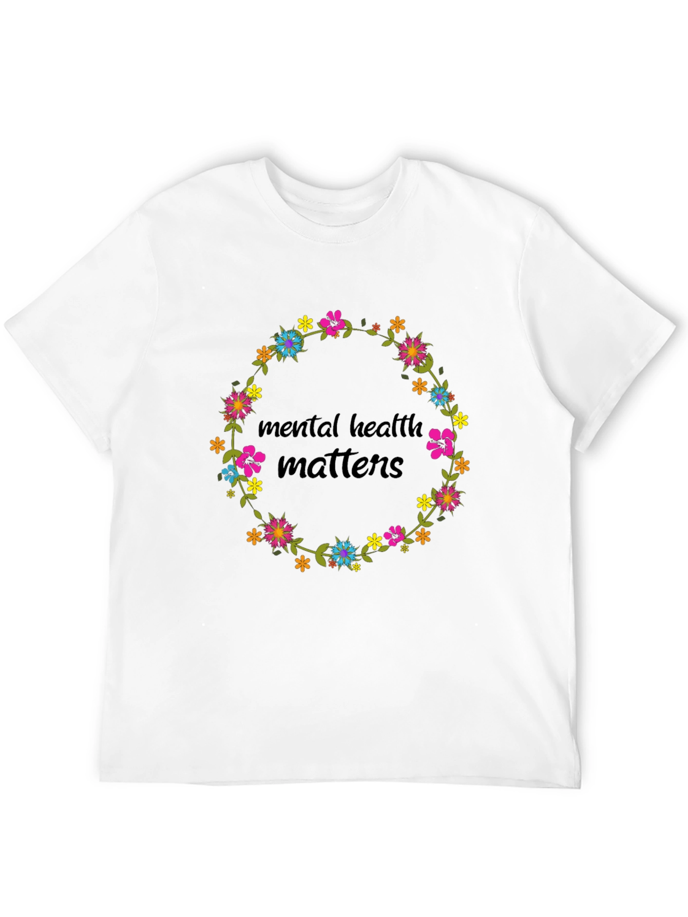 Mental Health Matters Floral Wreath Graphic Tee