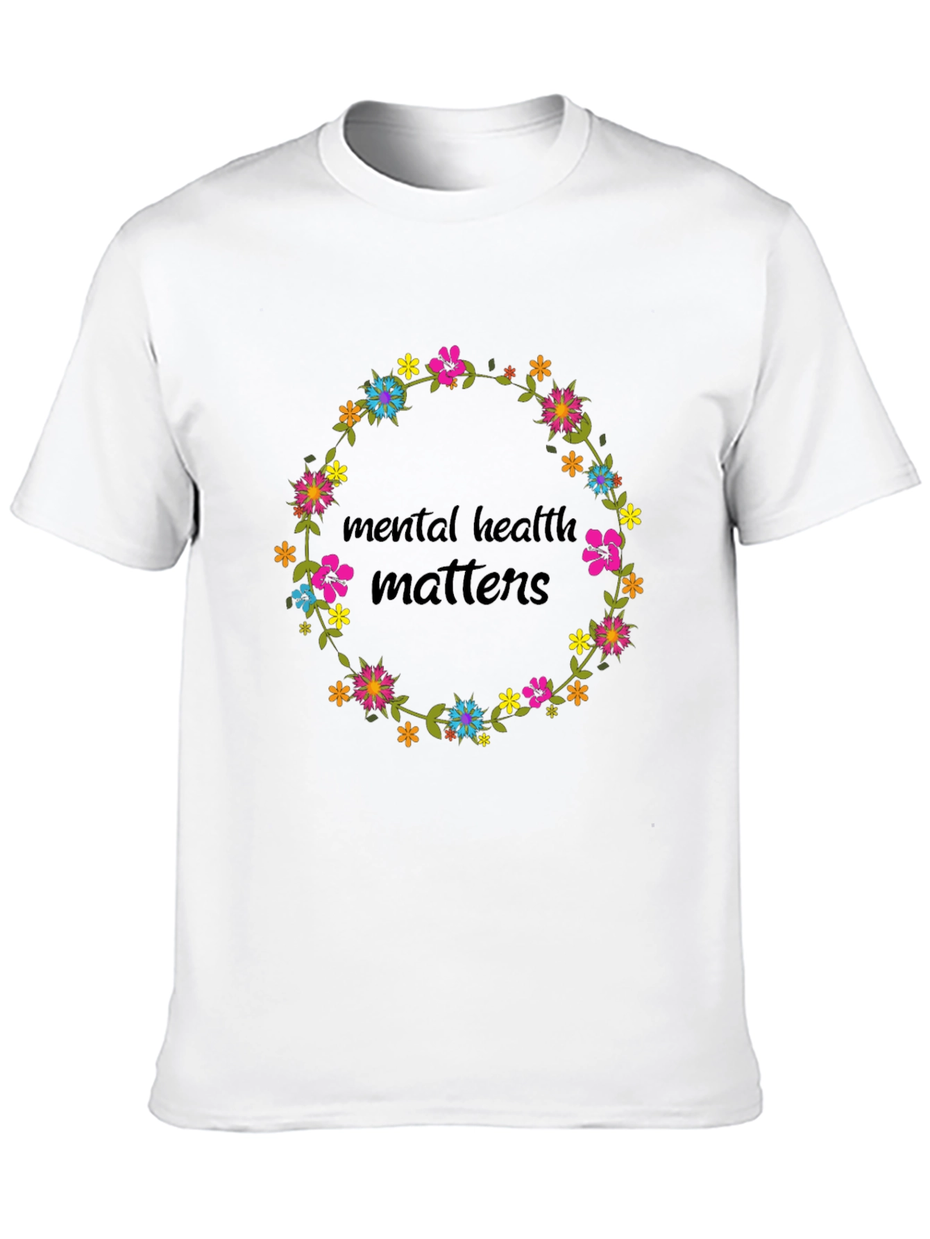 Mental Health Matters Floral Wreath Graphic Tee