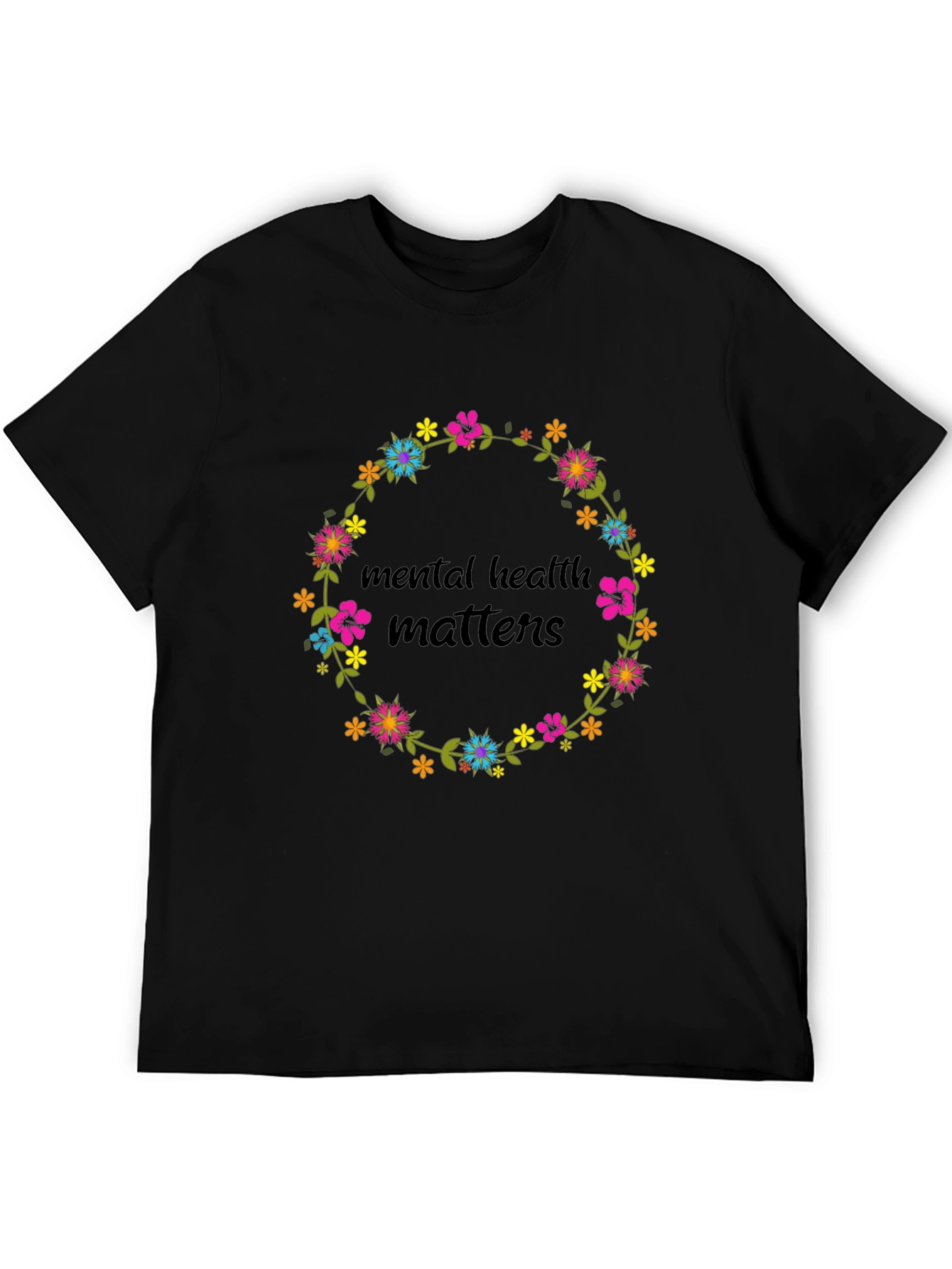 Mental Health Matters Floral Wreath Graphic Tee