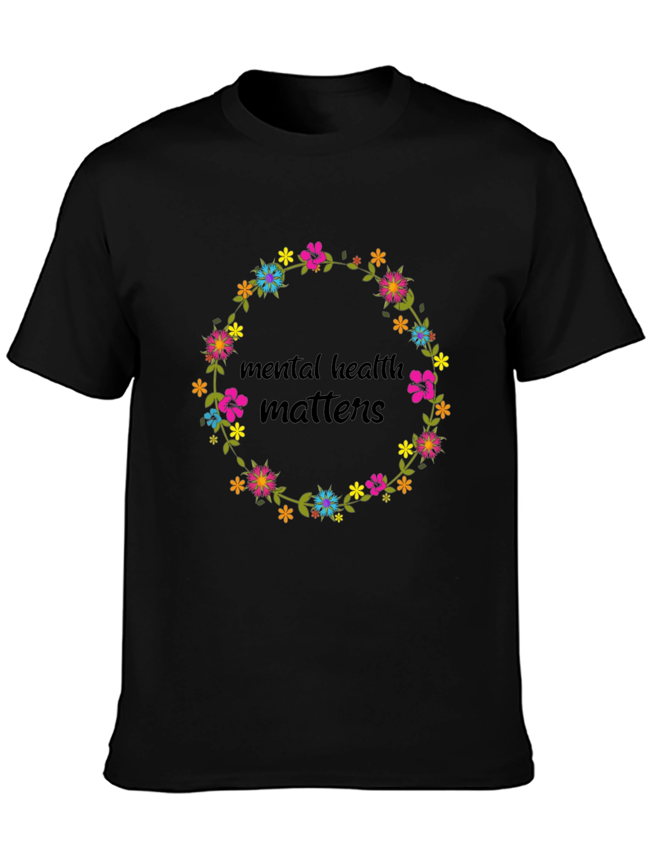 Mental Health Matters Floral Wreath Graphic Tee