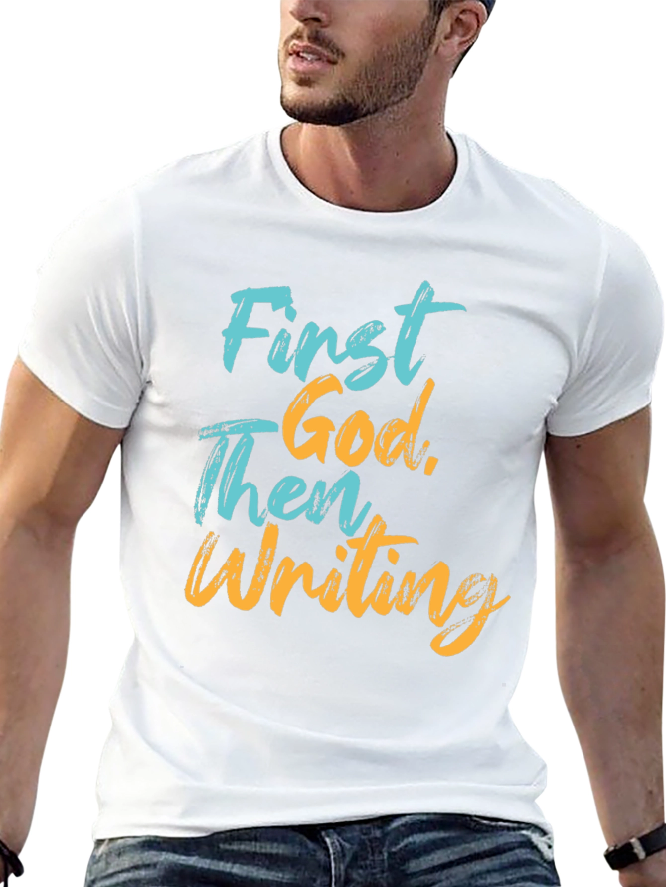 First God Then Writing Graphic Tee