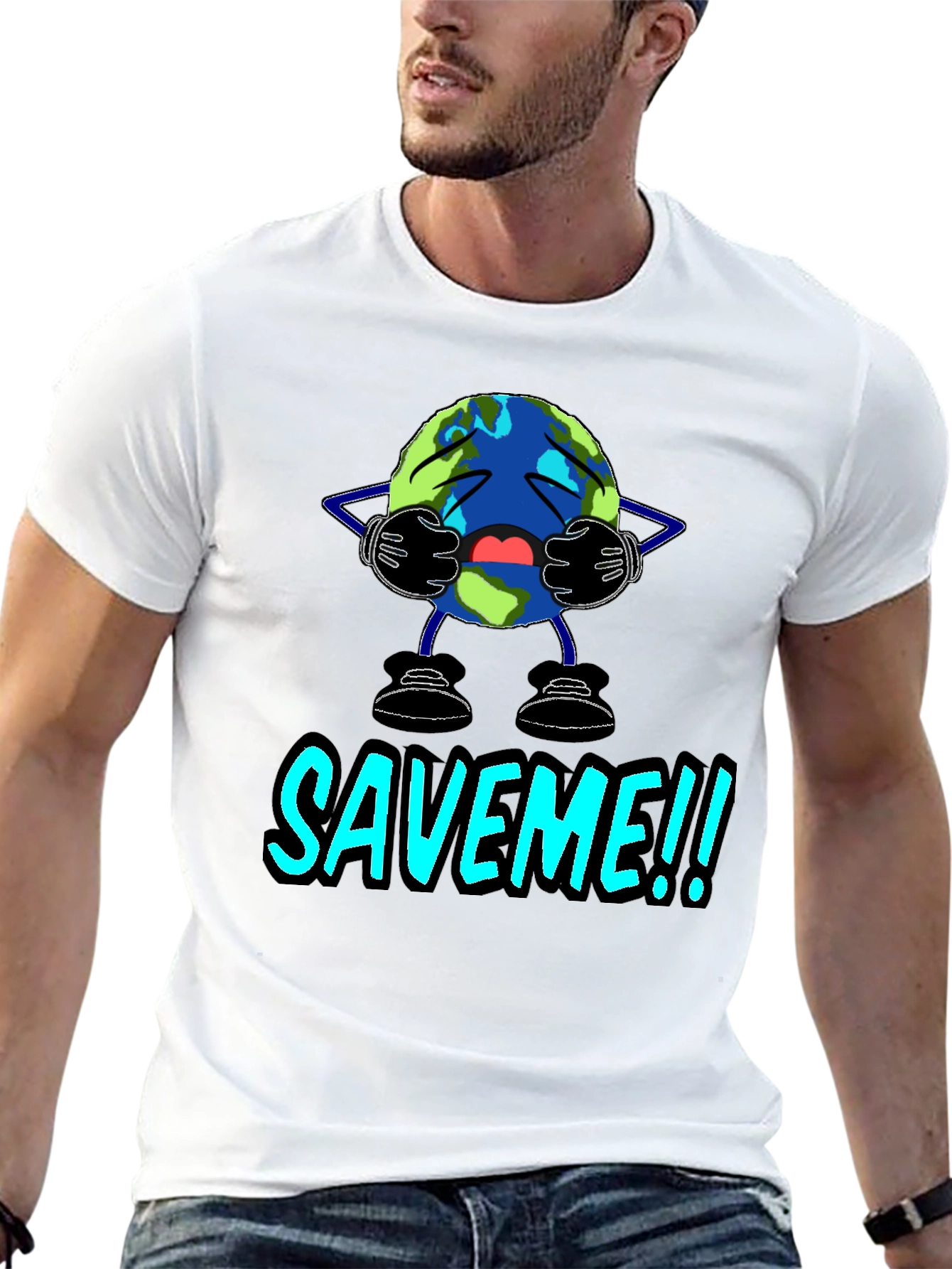 Save Me Earth Graphic T-Shirt - Black Cotton Tee