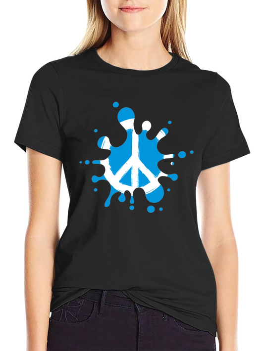 Peace Sign Splash Black T-Shirt