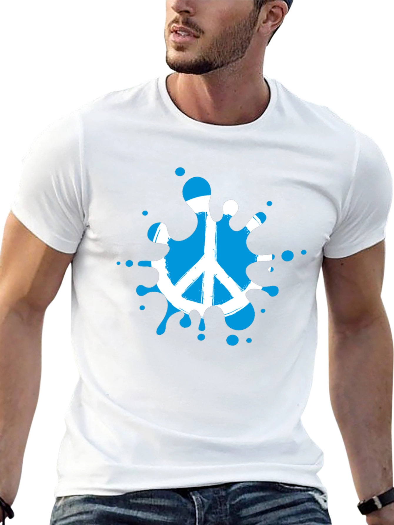 Peace Sign Splash Black T-Shirt