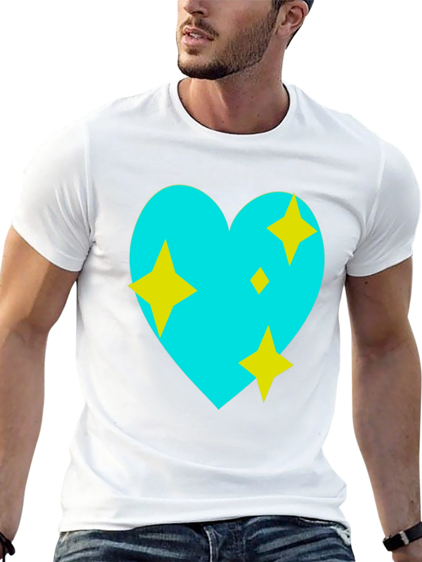 Sparkling Heart Graphic Tee - Black Cotton Blend