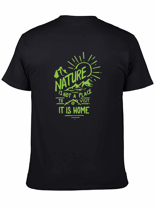 Nature is Home Graphic Tee - Black Cotton T-Shirt