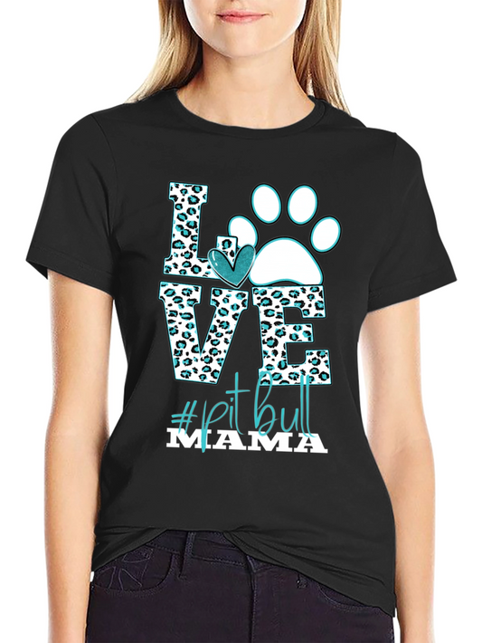 Love Pitbull Mama Graphic T-Shirt