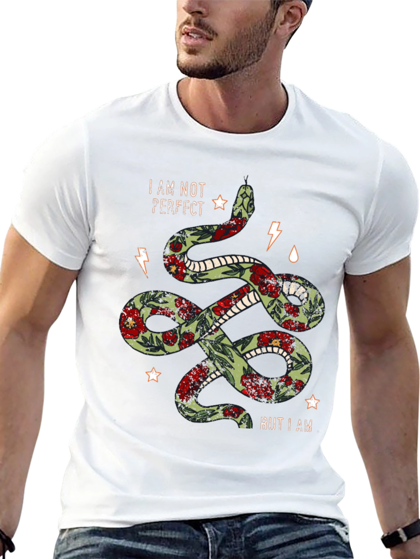 Floral Snake Graphic Tee - Imperfectly Unique