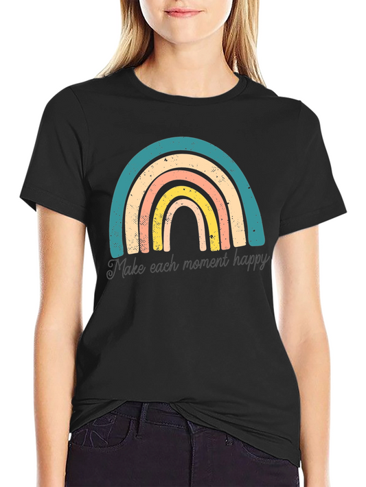 Retro Rainbow Tee - Make Each Moment Happy