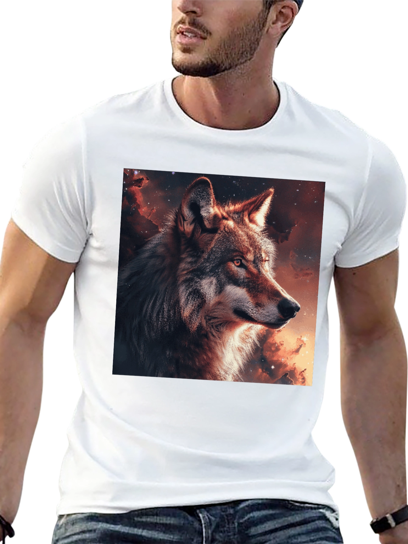 Wolf Galaxy Graphic T-Shirt - Mens Black Tee