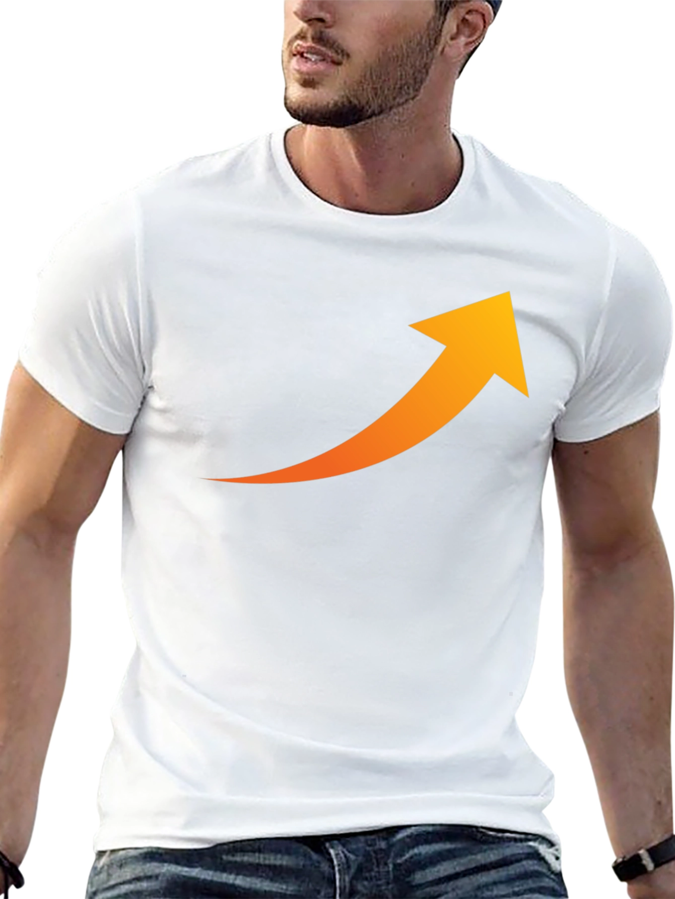 Upward Trend Tee - Black Cotton Arrow Graphic