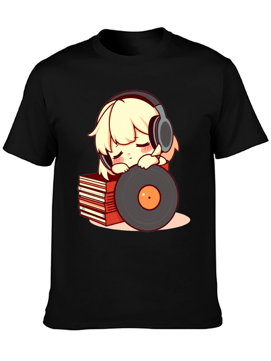 Anime Girl with Headphones Graphic Tee