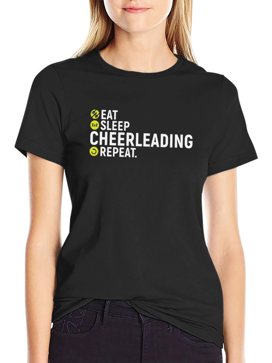 Eat Sleep Cheerleading Repeat Black T-Shirt