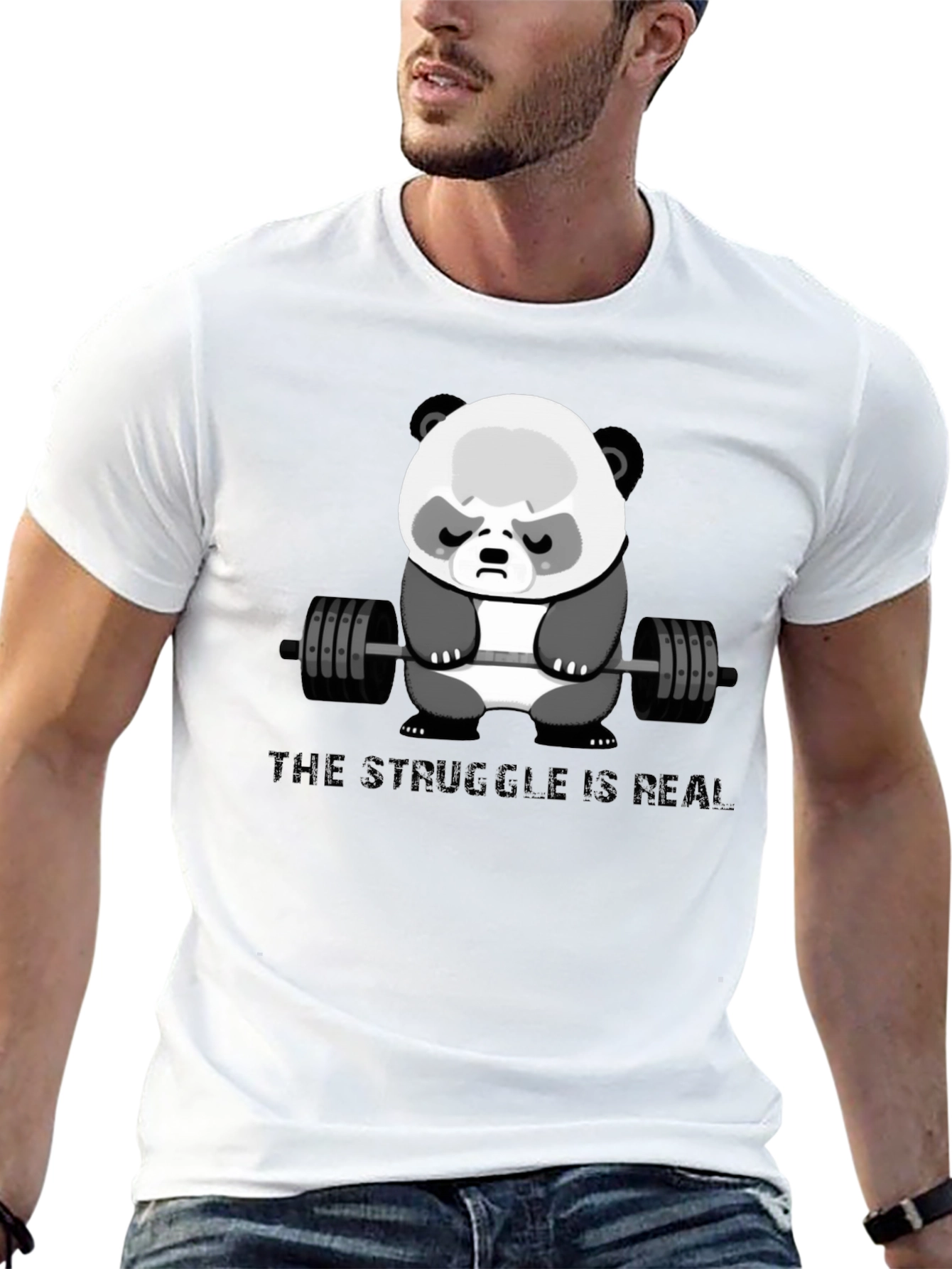 Weightlifting Panda T-Shirt - The Struggle Is Real