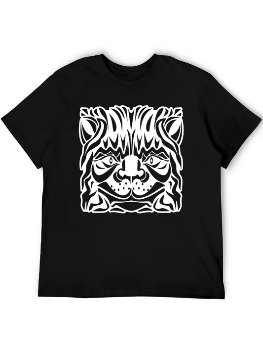 Abstract Cat Graphic Black T-Shirt