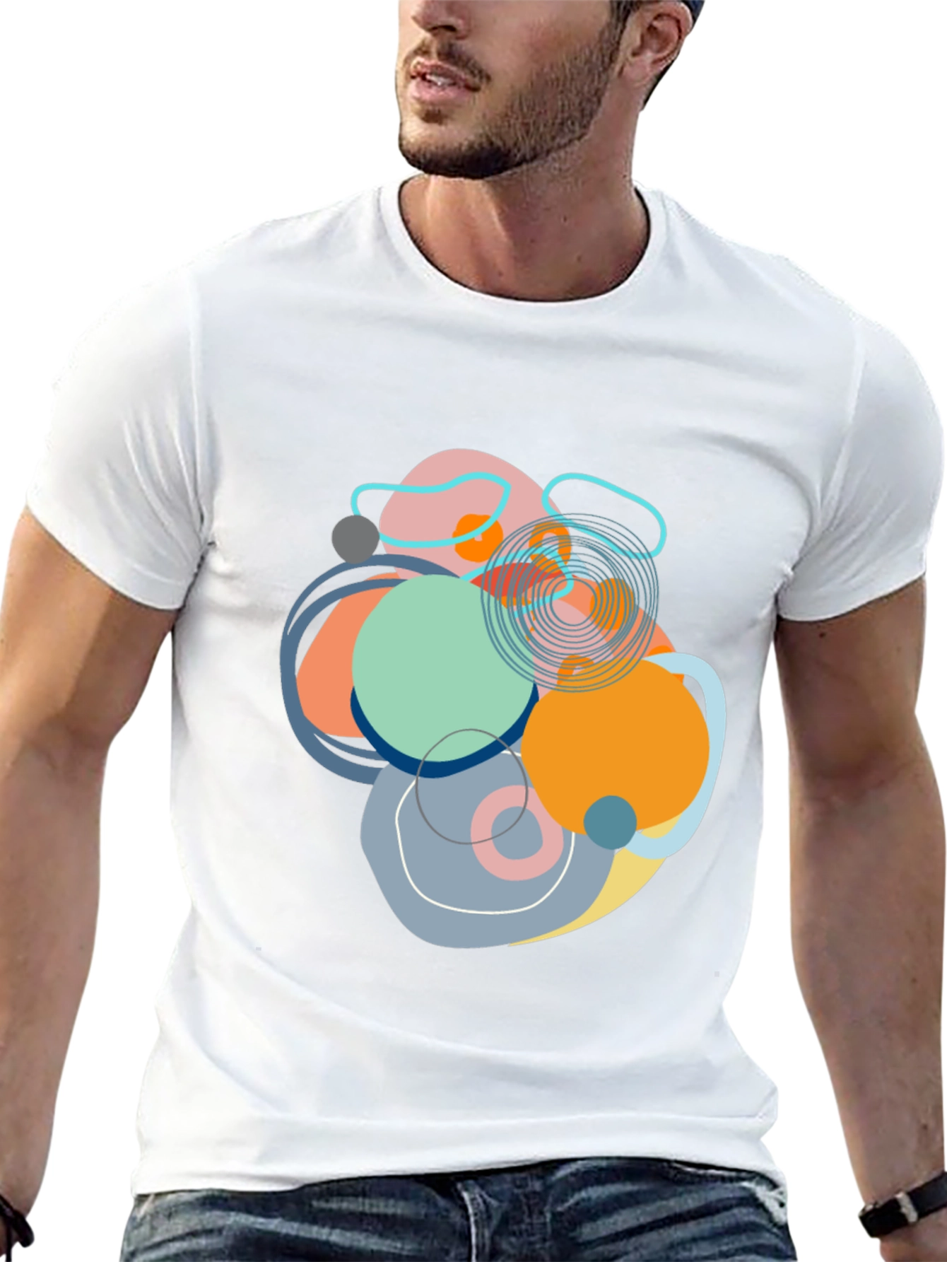 Abstract Circles Graphic Tee - Modern Art Shirt